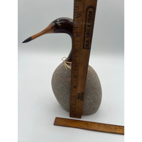 Golden Sandstone Heron Figure, Stone Life Collection Paper Weight Wood‎ Carved - Picture 4 of 4